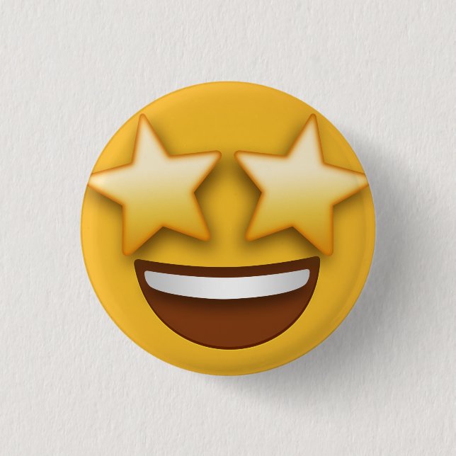 Star Eyes Emoji  Button (Front)
