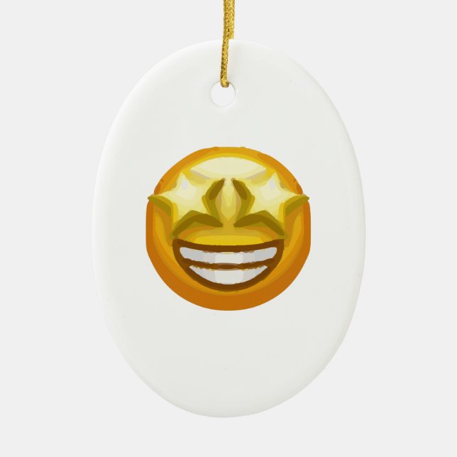 star eyes emoji ceramic ornament (Front)