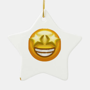star eyes emoji ceramic ornament