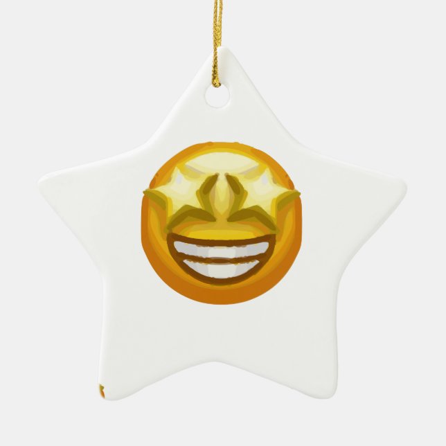 star eyes emoji ceramic ornament (Front)