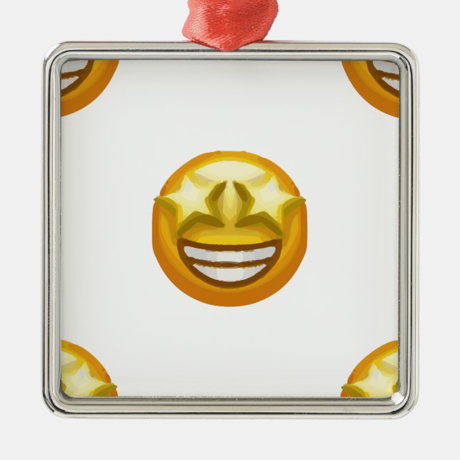 star eyes emoji metal ornament (Front)