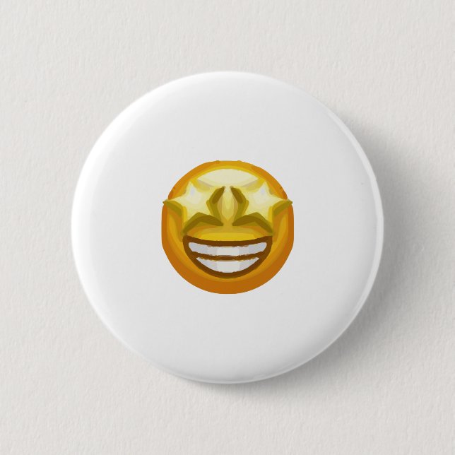 star eyes emoji pinback button (Front)