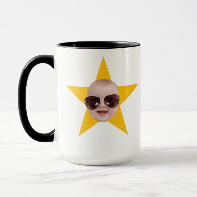 Star face With your face on it personalized gift Mug (Left)