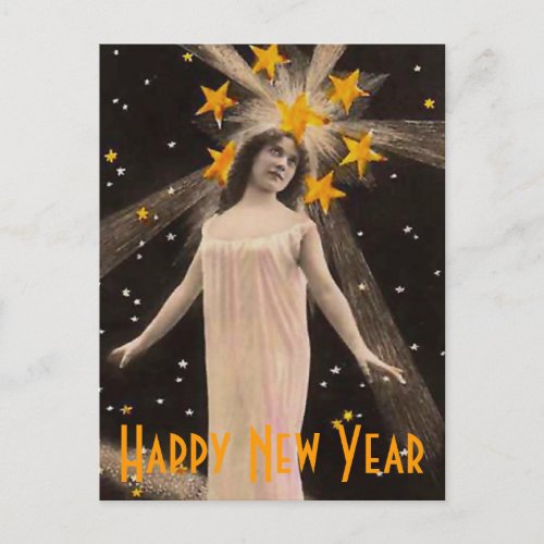 Star Filled New Years Wishes Holiday Postcard