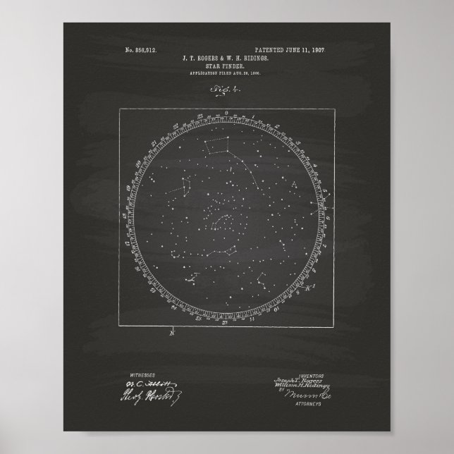 Star Finder 1907 Patent Art Chalkboard Poster (Front)