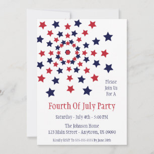 Star Firework Fourth Of July Invitations