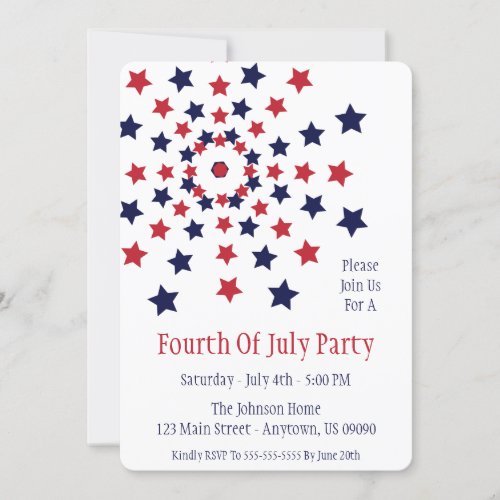 Star Firework Fourth Of July Invitations