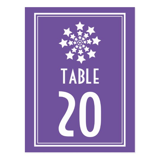 Star Firework Table Numbers (Plum / White) Postcard