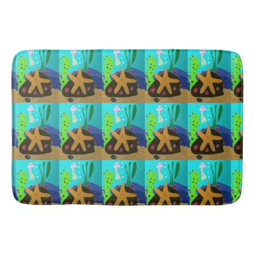 Star Fish and Jelly Fish Bathroom Mat