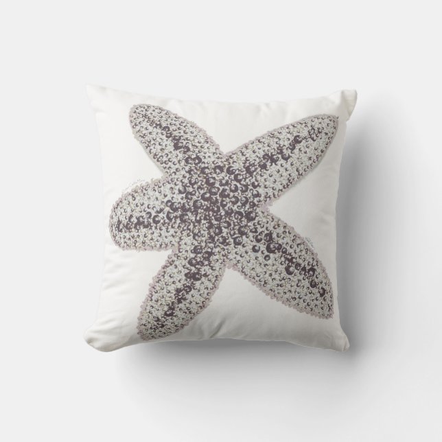Star Fish - Black and White Outdoor Pillow (Front)