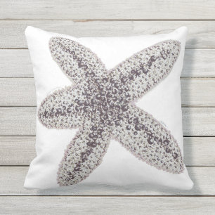 Star Fish - Black and White Outdoor Pillow