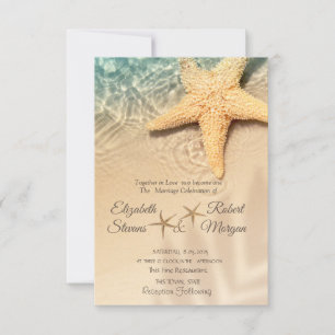 Star fish Sand Beach Wedding Invitation