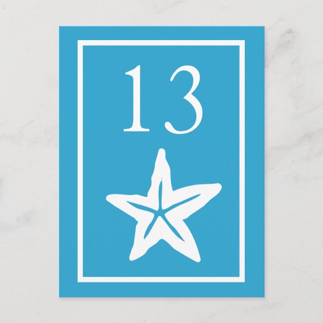 Star Fish Table Numbers (Blue / White) (Front)