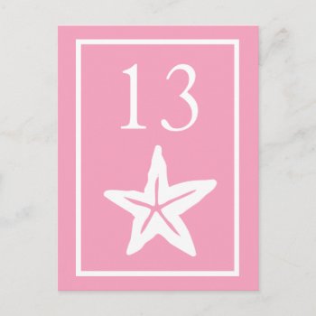 Star Fish Table Numbers (pink / White) by WindyCityStationery at Zazzle