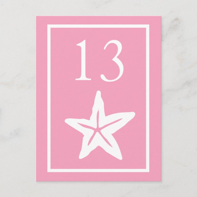 Star Fish Table Numbers (Pink / White) (Front)