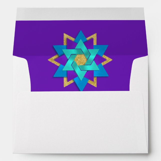 Star Flower Turquoise Blue Purple Aqua Envelope (Back (Bottom))