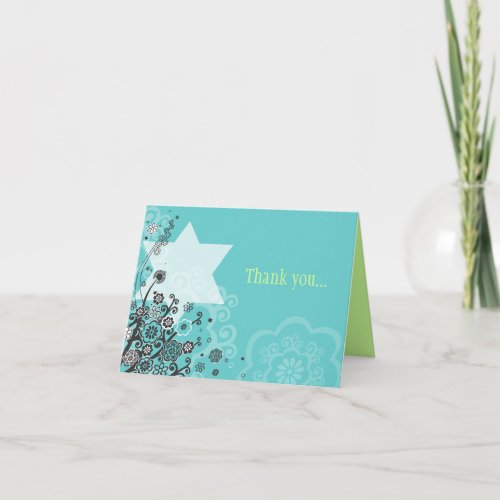 STAR FLOWERS Bat Mitzvah Thank You Card