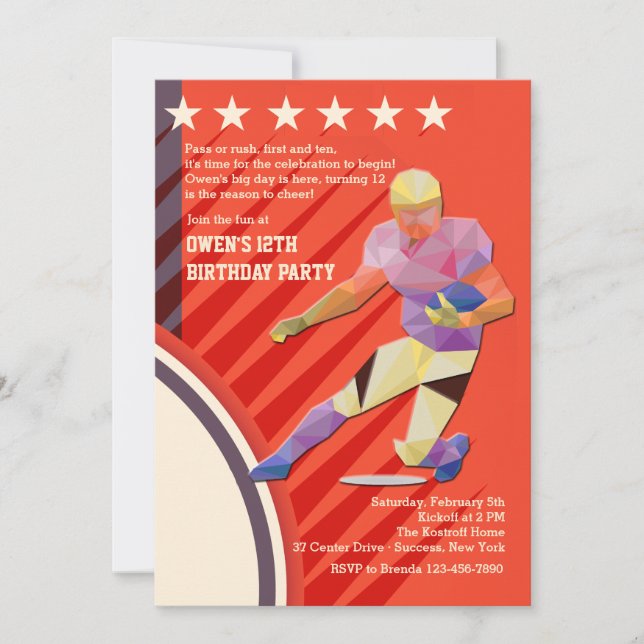 Star Football Player Invitation (Front)