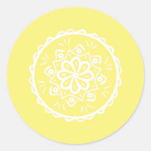 Star Fruit Mandala Classic Round Sticker