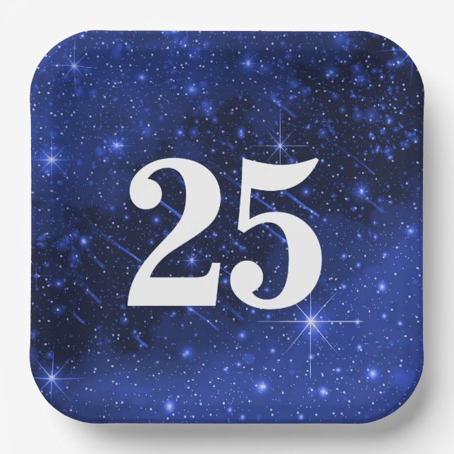 Star Galaxy For 25th Birthday Party     Paper Plates (Front)