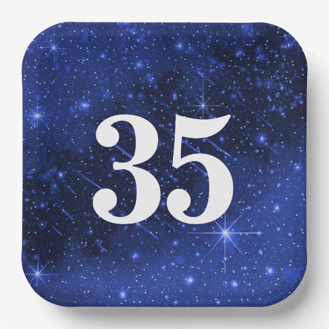 Star Galaxy For 35th Birthday Party   Paper Plates (Front)