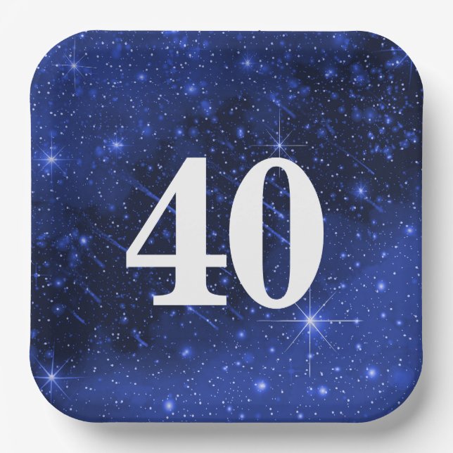 Star Galaxy For 40th Birthday Party  Paper Plates (Front)