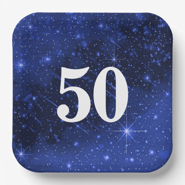 Star Galaxy For 50th Birthday Paper Plates (Front)