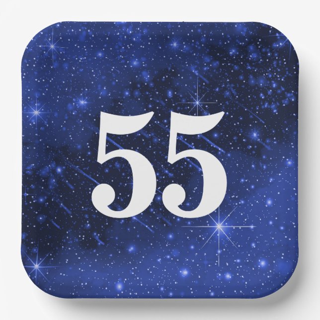 Star Galaxy For 55th Birthday Party Paper Plates (Front)