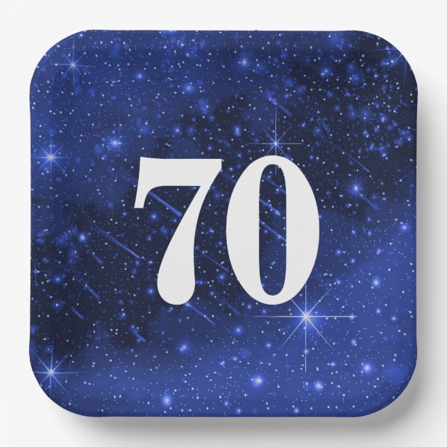 Star Galaxy For 70th Birthday Party   Paper Plates (Front)