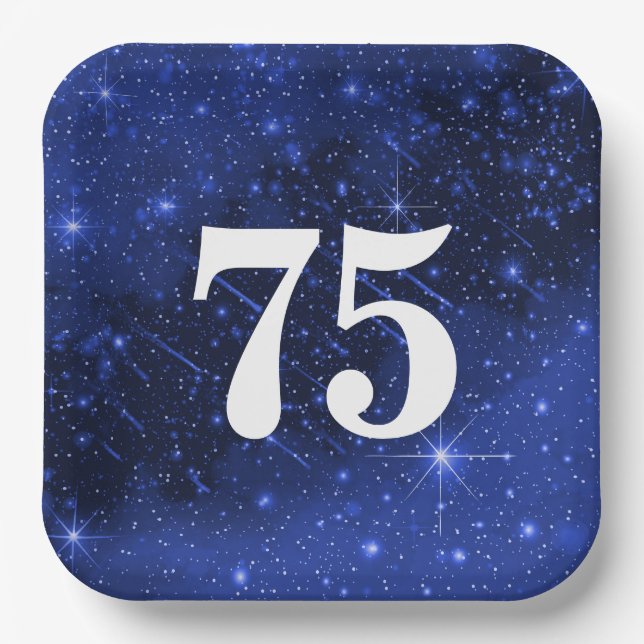 Star Galaxy For 75th Birthday Party   Paper Plates (Front)