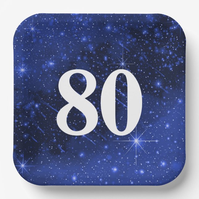 Star Galaxy For 80th Birthday Party   Paper Plates (Front)