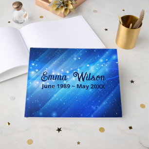 Star Galaxy On Blue Memorial Guest Book