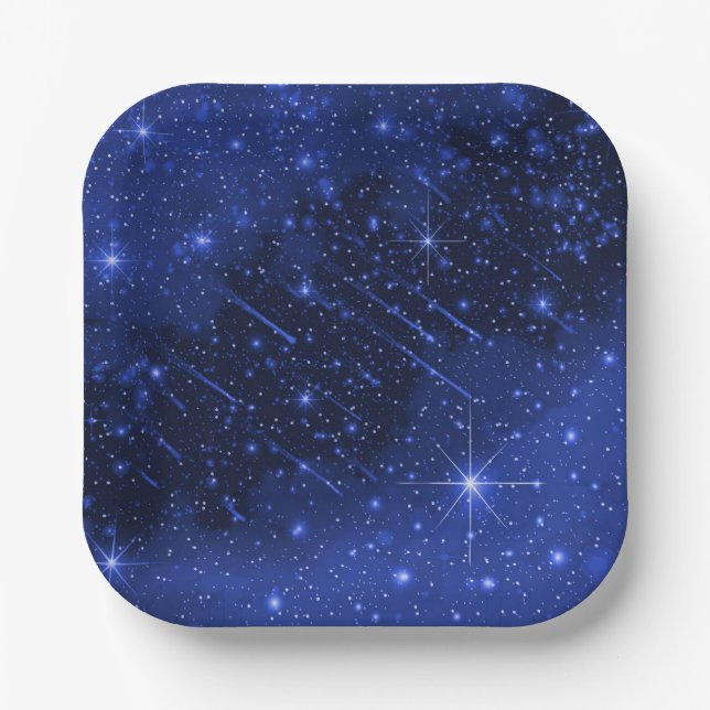 Star Galaxy On Blue  Paper Plates (Front)