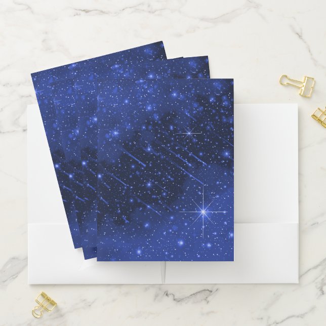 Star Galaxy On Blue  Pocket Folder (In Situ)