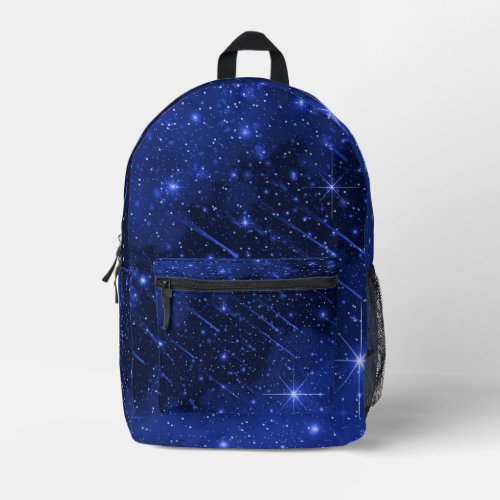 Star Galaxy On Blue  Printed Backpack
