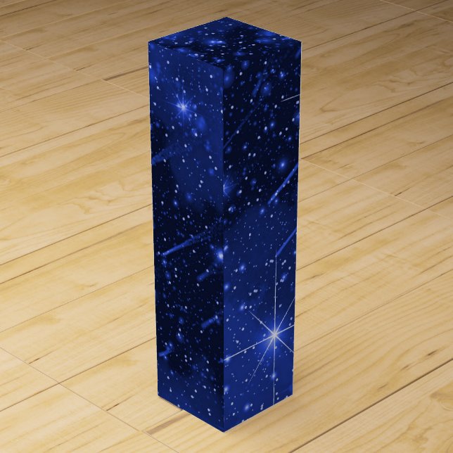 Star Galaxy On Blue  Wine Box (Back)