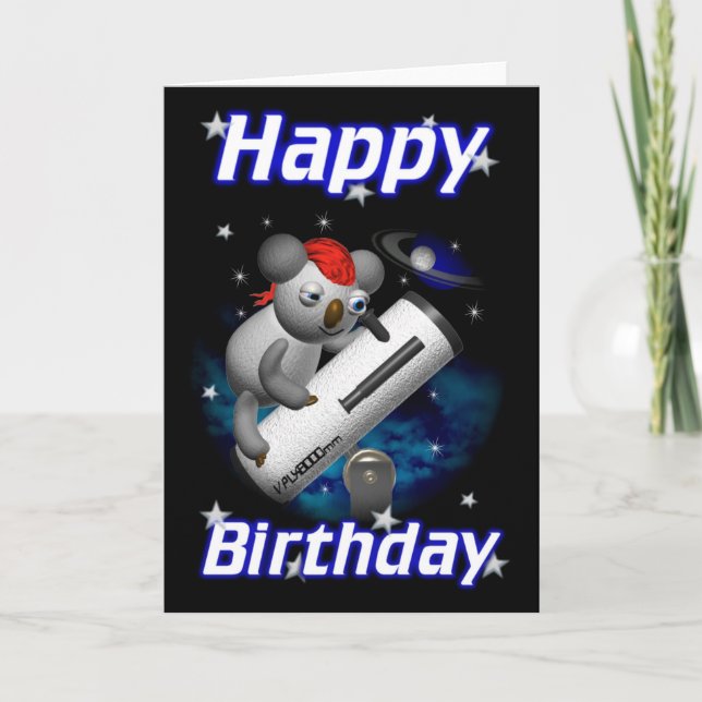 Star Gazer Koala Happy Birthday Card (Front)