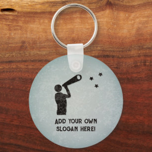 Star-Gazing - Astronomer with Telescope - own text Keychain
