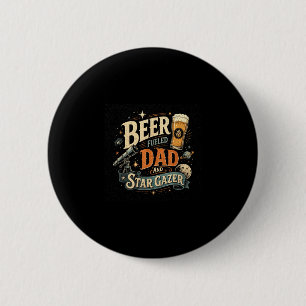 Star gazing beer dad father's day retro 70s button