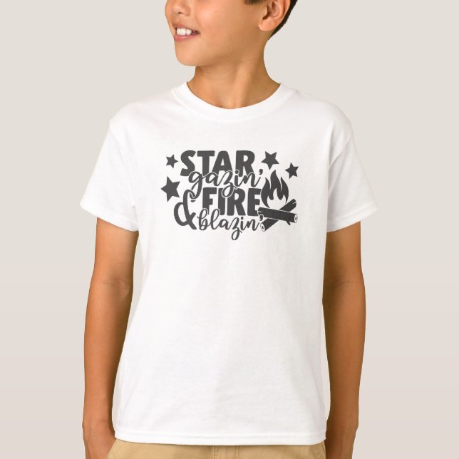 Star Gazing Fire Blazing Cool Camping Bonfire T-Shirt (Front)