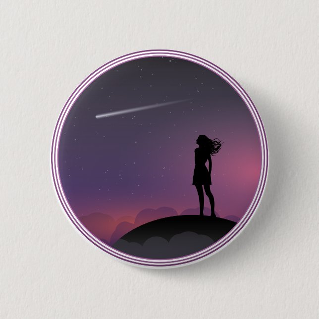 Star Gazing Girl Button (Front)