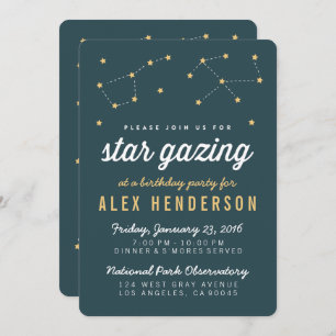 Star Gazing Kids Birthday Party Invitation