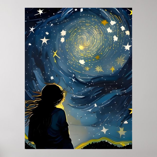 Star Gazing Woman Poster (Front)