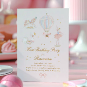 Star Girl Princess Fairytale Ballerina Birthday Invitation