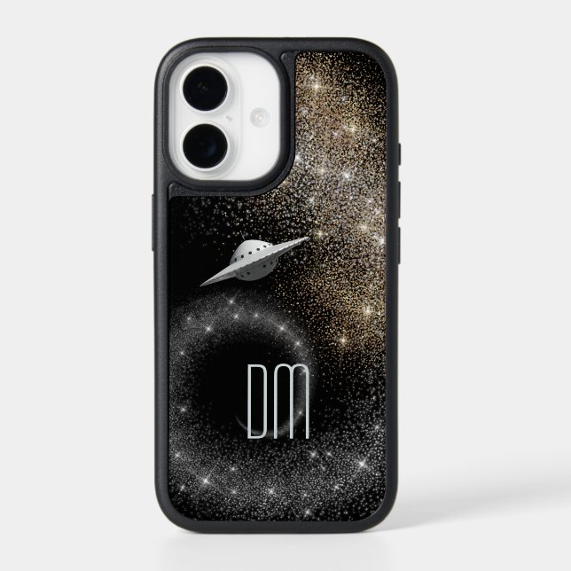 Star Glitter Universe Monogram Otterbox iPhone Case (Back)