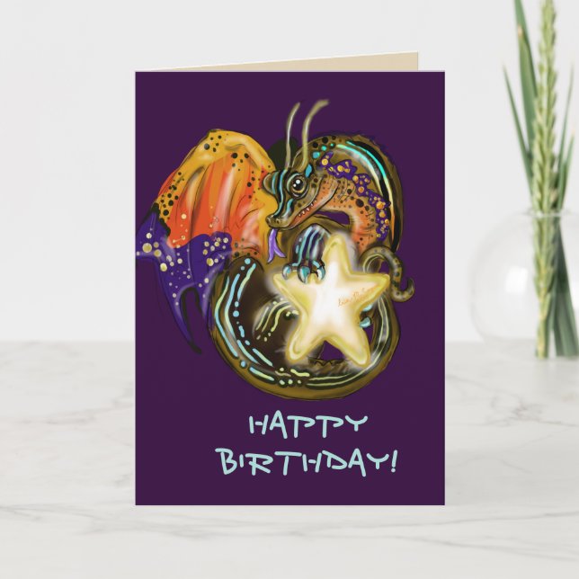 Star Glow Dragon Birthday Card (Front)