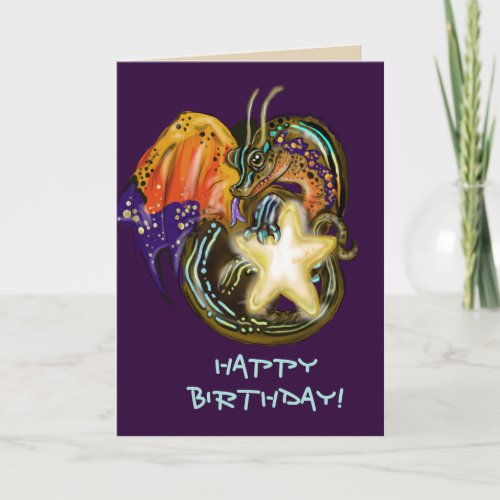 Star Glow Dragon Birthday Card