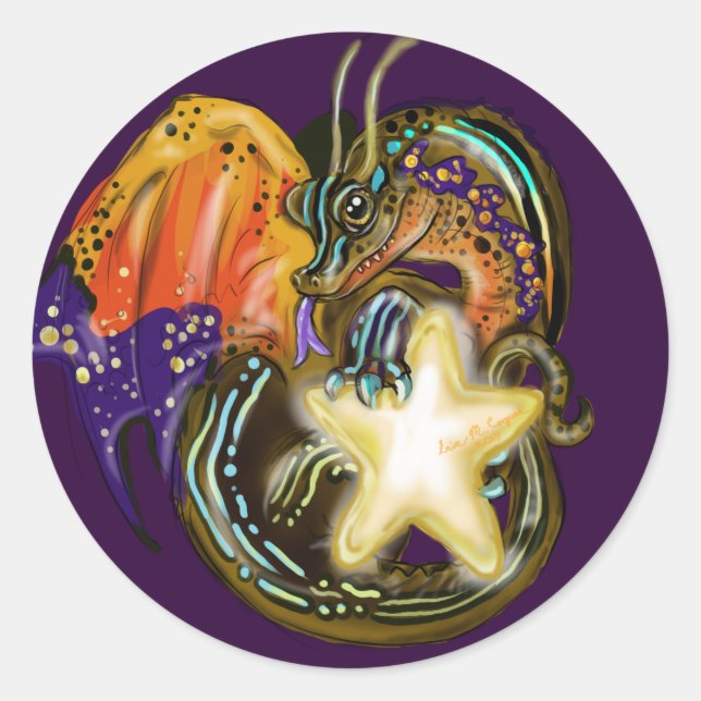 Star Glow Dragon Classic Round Sticker (Front)