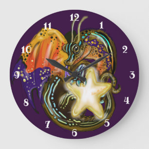 Star Glow Dragon Large Clock