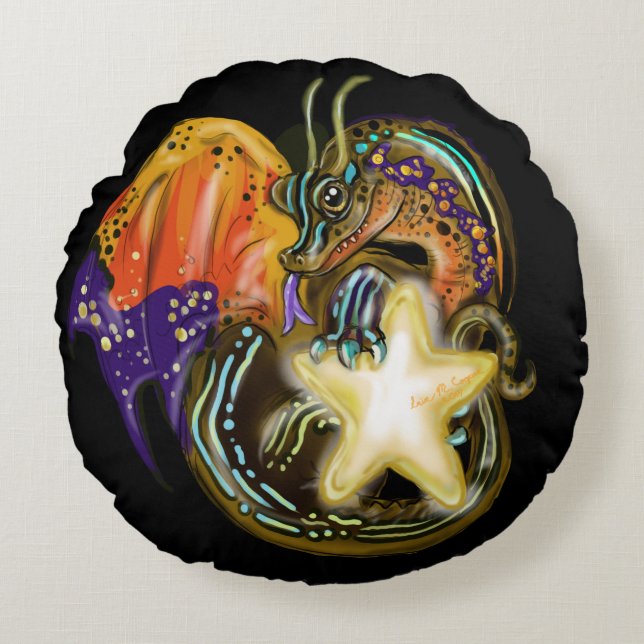 Star Glow Dragon Round Pillow (Front)